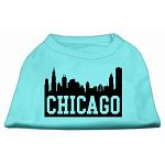 Chicago Skyline Screen Print Shirt Aqua Lg