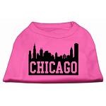 Chicago Skyline Screen Print Shirt Bright Pink Lg