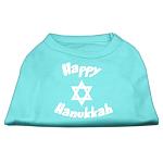 Happy Hanukkah Screen Print Shirt Aqua Lg