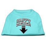 Happy Meter Screen Printed Dog Shirt Aqua Lg