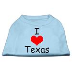 I Love Texas Screen Print Shirts Baby Blue Lg