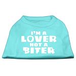 I'm a Lover not a Biter Screen Printed Dog Shirt  Aqua Lg