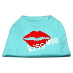 Kiss Me Screen Print Shirt Aqua Lg