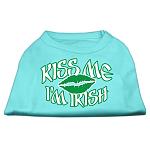 Kiss Me I'm Irish Screen Print Shirt Aqua Lg