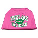 Kiss Me I'm Irish Screen Print Shirt Bright Pink Lg