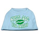 Kiss Me I'm Irish Screen Print Shirt Baby Blue Lg