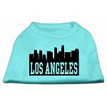 Los Angeles Skyline Screen Print Shirt Aqua Lg