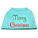 Merry Christmas Screen Print Shirt Aqua Lg