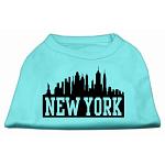 New York Skyline Screen Print Shirt Aqua Lg