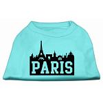 Paris Skyline Screen Print Shirt Aqua Lg