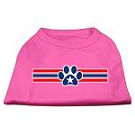 Patriotic Star Paw Screen Print Shirts Bright Pink L