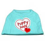 Puppy Love Screen Print Shirt Aqua Lg