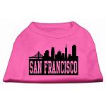 San Francisco Skyline Screen Print Shirt Bright Pink Lg