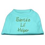 Santa's Lil' Helper Screen Print Shirt Aqua Lg