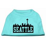 Seattle Skyline Screen Print Shirt Aqua Lg