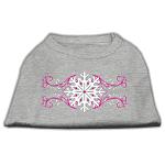 Pink Snowflake Swirls Screenprint Shirts Grey L