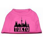 Tokyo Skyline Screen Print Shirt Bright Pink Lg