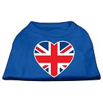 British Flag Heart Screen Print Shirt Blue Lg