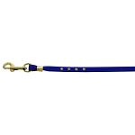 Velvet Flat Leash Blue 3/8 Clear Jewel Leash